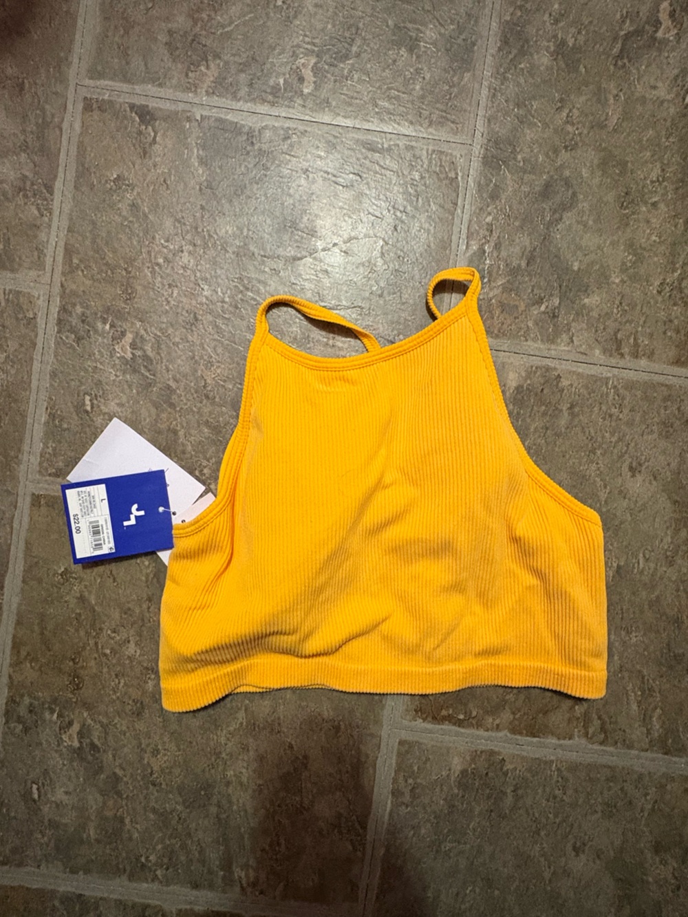 JoyLab Yellow Ribbed Cropped Tank